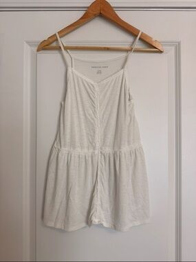 American Eagle White Lace Trim Babydoll Tank Top Small
